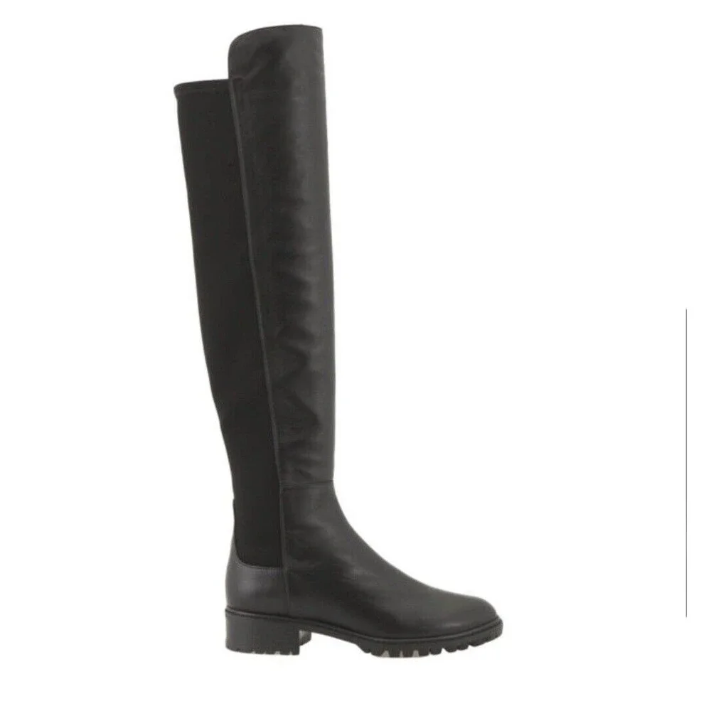 Stuart Weitzman Schizo Black Leather Over The Knee Boot Sz 4 New W/Out Tag